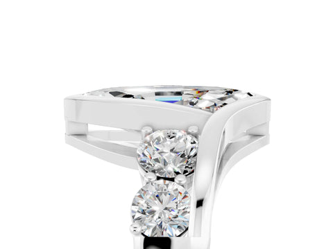 White gold Bezel Set Marquise Cut Diamond Split Shank Ring_5