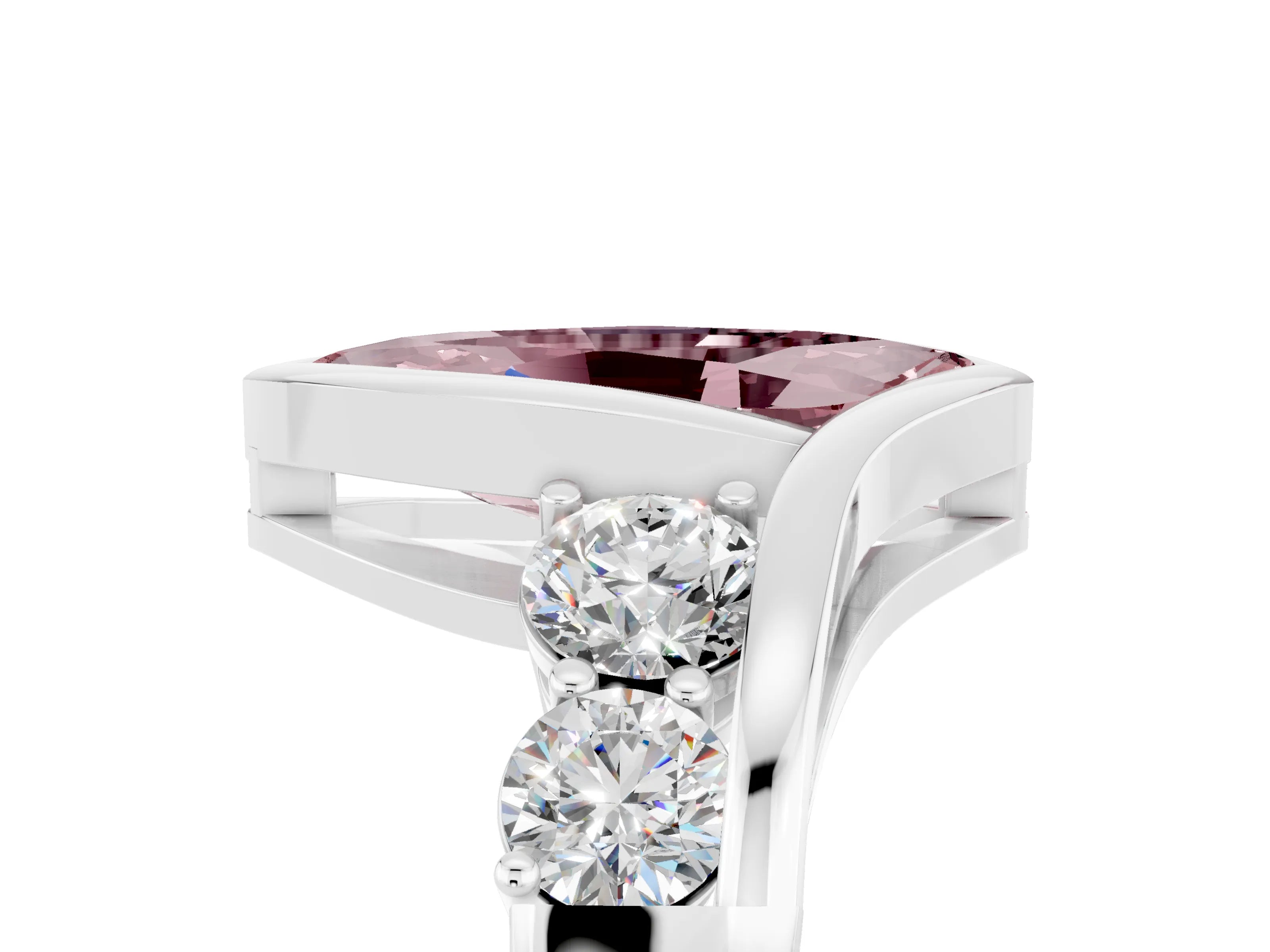 White gold Bezel Set Marquise Cut Diamond Split Shank Ring_5