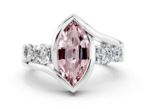 White gold Bezel Set Marquise Cut Diamond Split Shank Ring