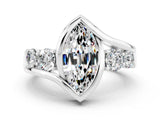 White gold Bezel Set Marquise Cut Diamond Split Shank Ring