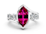 White gold Bezel Set Marquise Cut Diamond Split Shank Ring