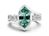 White gold Bezel Set Marquise Cut Diamond Split Shank Ring