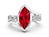 White gold Bezel Set Marquise Cut Diamond Split Shank Ring