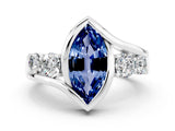 White gold Bezel Set Marquise Cut Diamond Split Shank Ring