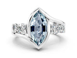 White gold Bezel Set Marquise Cut Diamond Split Shank Ring