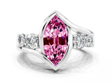 White gold Bezel Set Marquise Cut Diamond Split Shank Ring