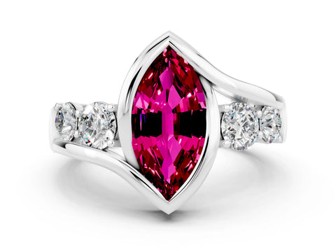 White gold Bezel Set Marquise Cut Diamond Split Shank Ring
