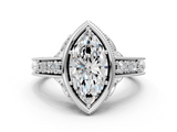 White gold Bezel Set Marquise Diamond Milgrain Pave Engagement Ring_43