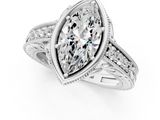 White gold Bezel Set Marquise Diamond Milgrain Pave Engagement Ring_44