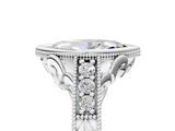 White gold Bezel Set Marquise Diamond Milgrain Pave Engagement Ring_48