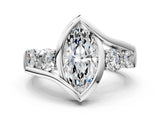 White gold Bezel Set Marquise Diamond Split Shank Ring_11