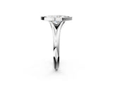 White gold Bezel Set Marquise Solitaire Diamond Ring with Smooth Band 3