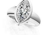 White gold Bezel Set Marquise Solitaire Ring with Wide Band 2