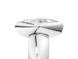 White gold Bezel Set Marquise Solitaire Ring with Wide Band