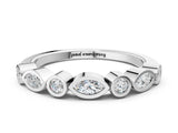 White gold Bezel Set Marquise and Round Diamond Stackable Band_21