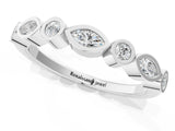 White gold Bezel Set Marquise and Round Diamond Stackable Band_22
