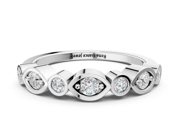 Silver Bezel Set Mixed Shape Diamond Eternity Band