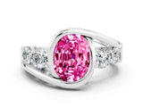 White gold Bezel Set Oval Cut Diamond Split Shank Ring