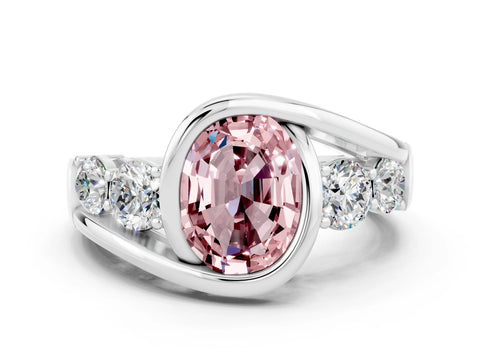 White gold Bezel Set Oval Cut Diamond Split Shank Ring