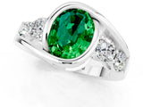 White gold Bezel Set Oval Cut Diamond Split Shank Ring_1