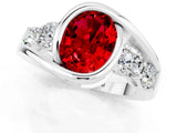 White gold Bezel Set Oval Cut Diamond Split Shank Ring_1
