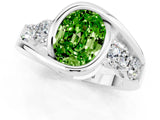 White gold Bezel Set Oval Cut Diamond Split Shank Ring_1