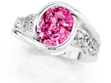 White gold Bezel Set Oval Cut Diamond Split Shank Ring_1