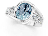 White gold Bezel Set Oval Cut Diamond Split Shank Ring_1