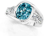 White gold Bezel Set Oval Cut Diamond Split Shank Ring_1