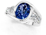 White gold Bezel Set Oval Cut Diamond Split Shank Ring_1