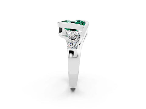 White gold Bezel Set Oval Cut Diamond Split Shank Ring_2