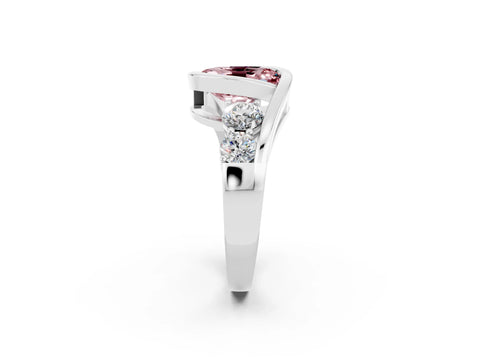 White gold Bezel Set Oval Cut Diamond Split Shank Ring_2