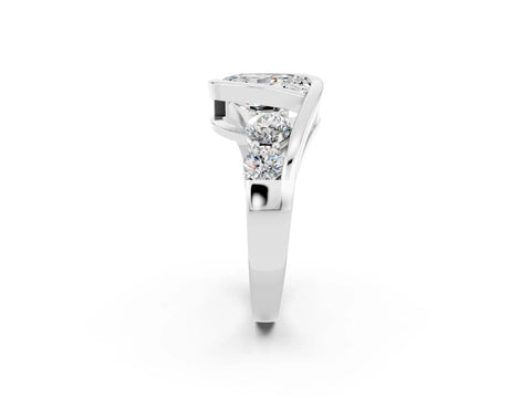 White gold Bezel Set Oval Cut Diamond Split Shank Ring_2