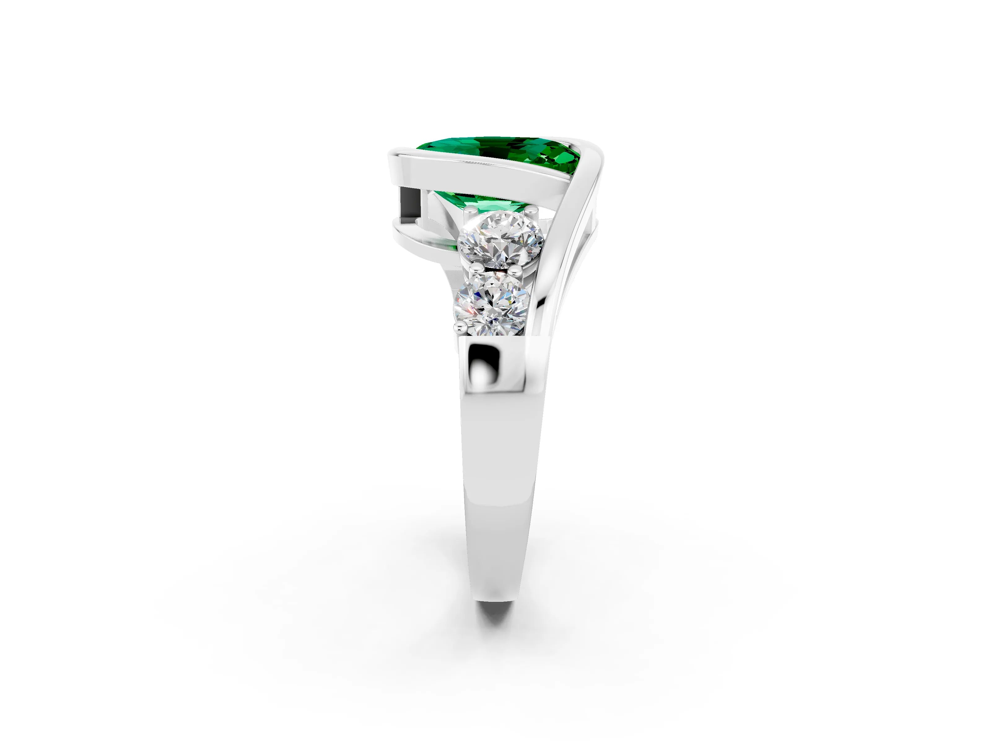 White gold Bezel Set Oval Cut Diamond Split Shank Ring_2