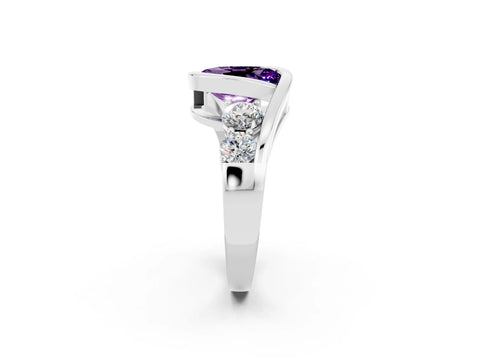 White gold Bezel Set Oval Cut Diamond Split Shank Ring_2