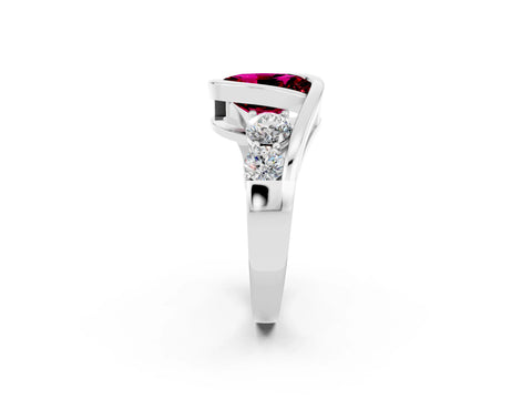 White gold Bezel Set Oval Cut Diamond Split Shank Ring_2