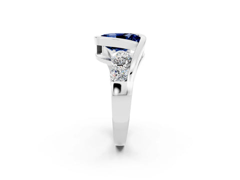 White gold Bezel Set Oval Cut Diamond Split Shank Ring_2