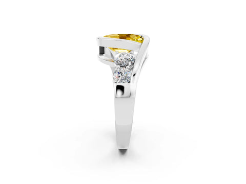 White gold Bezel Set Oval Cut Diamond Split Shank Ring_2