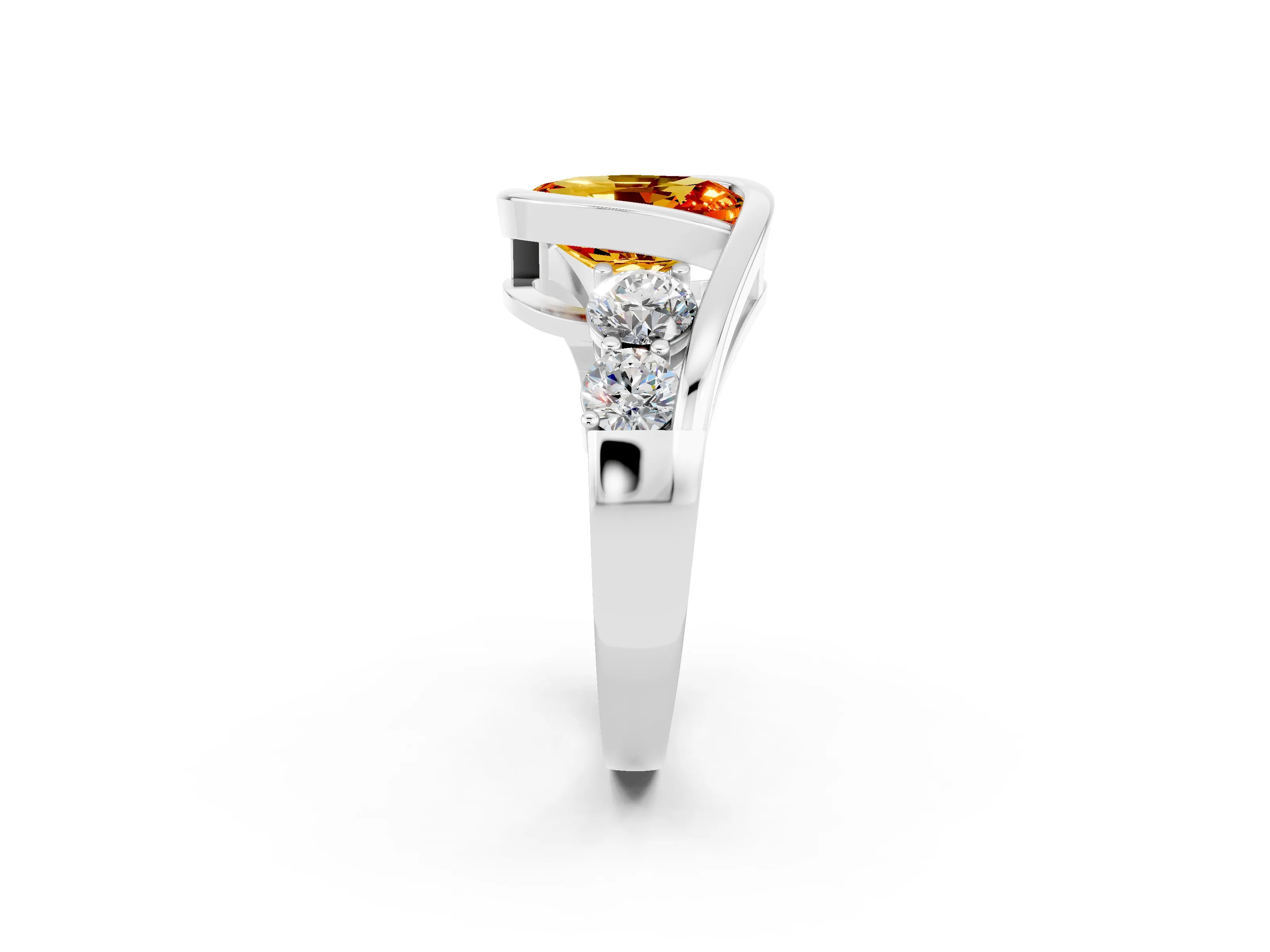 White gold Bezel Set Oval Cut Diamond Split Shank Ring_2