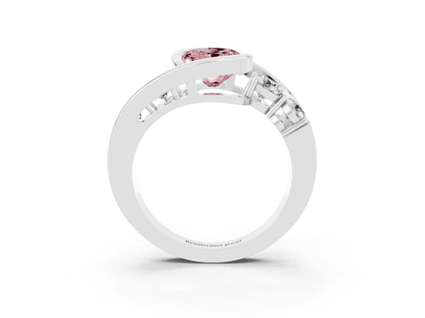 White gold Bezel Set Oval Cut Diamond Split Shank Ring_3