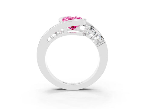 White gold Bezel Set Oval Cut Diamond Split Shank Ring_3