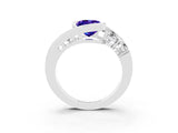 White gold Bezel Set Oval Cut Diamond Split Shank Ring_3