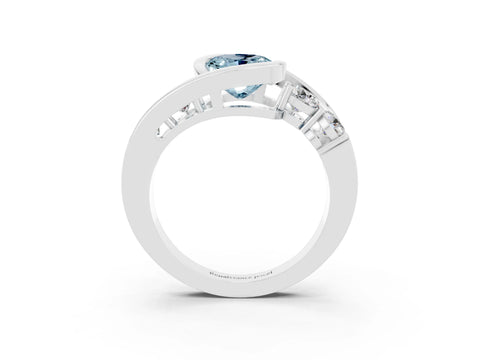 White gold Bezel Set Oval Cut Diamond Split Shank Ring_3