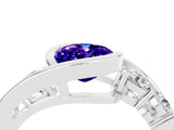 White gold Bezel Set Oval Cut Diamond Split Shank Ring_4