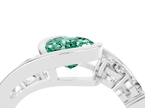 White gold Bezel Set Oval Cut Diamond Split Shank Ring_4