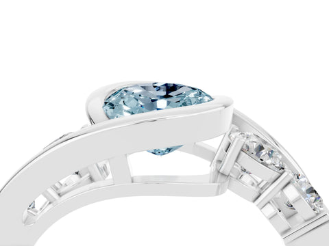 White gold Bezel Set Oval Cut Diamond Split Shank Ring_4