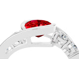 White gold Bezel Set Oval Cut Diamond Split Shank Ring_4