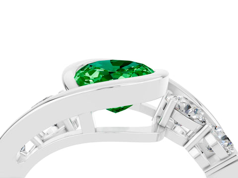 White gold Bezel Set Oval Cut Diamond Split Shank Ring_4
