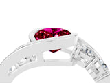 White gold Bezel Set Oval Cut Diamond Split Shank Ring_4