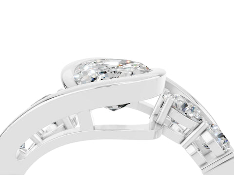 White gold Bezel Set Oval Cut Diamond Split Shank Ring_4